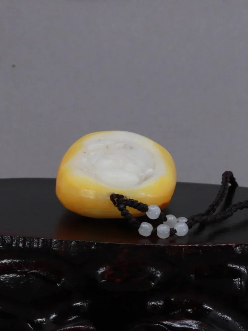 Chinese white hetian jade pendant w Laughing Buddha